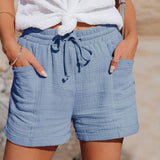 Pantalones cortos para mujer - Cintura elástica con cordón - Tejido ligero y transpirable - Corte holgado