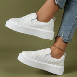 Zapatillas de plataforma para mujer - Textura acolchada - Fáciles de poner - Look casual moderno