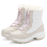 Botas de nieve para mujer – Media caña – Piel sintética – Suela de plataforma – Impermeables