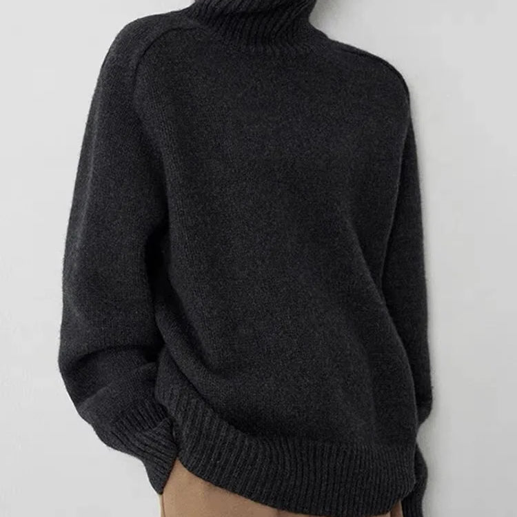 Sudadera de mujer – Cuello alto – Lana – Corte oversize – Acabado acanalado