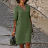 Marie - Precioso vestido de manga corta con escote en V