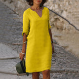 Marie - Precioso vestido de manga corta con escote en V