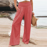 Pantalones de mujer - Cintura elástica - Piernas anchas - Comodidad elegante y chic