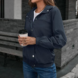 Gabardina para mujer – Impermeable con capucha – Corte holgado – Botones a presión