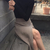 Falda larga de mujer - Punto acanalado - Cintura alta - Cómoda y elegante