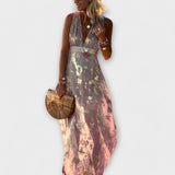 Vestido con escote en V y detalles de brillo