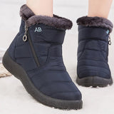 Botas de nieve para mujer – Media caña – Impermeables – Forro de piel – Cierre con cremallera