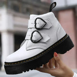 Botines de mujer – Suela gruesa – Doble tira con hebilla de corazón – Sujeción estructurada