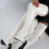 Botas altas para mujer – Acabado brillante – Tacón de aguja – Punta puntiaguda – Corte ajustado