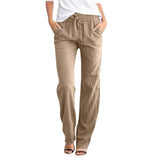 Pantalones de mujer - Cintura elástica con cordón - Corte holgado - Tejido ligero y fluido