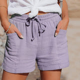 Pantalones cortos para mujer - Cintura elástica con cordón - Tejido ligero y transpirable - Corte holgado