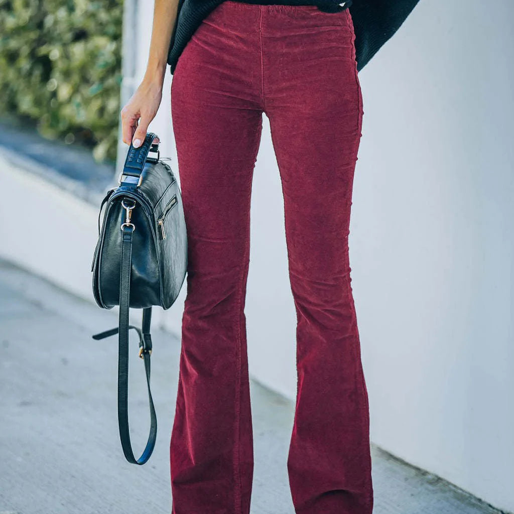 Pantalón acampanado de mujer – Cintura alta – Corte entallado – Tejido elástico transpirable