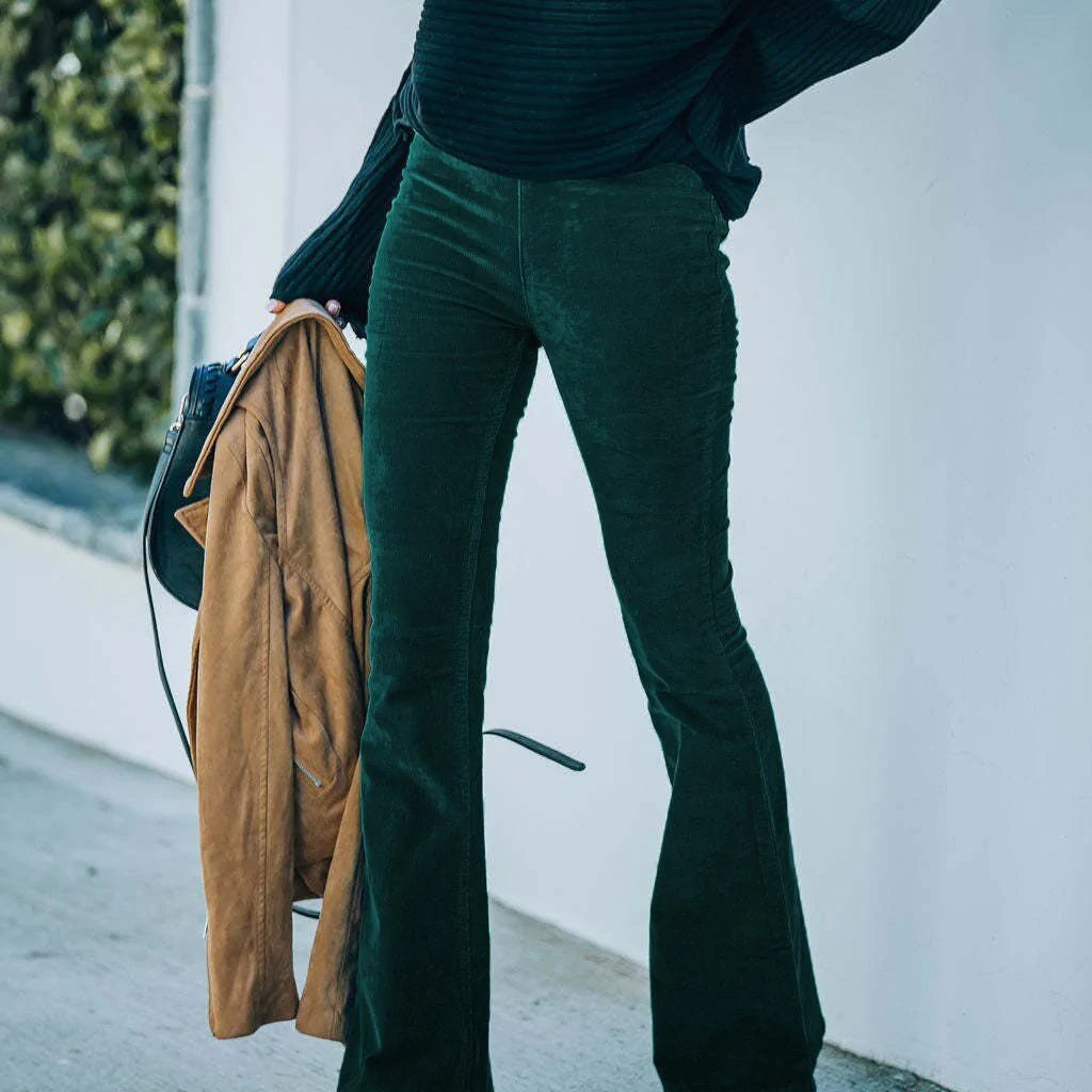 Pantalón acampanado de mujer – Cintura alta – Corte entallado – Tejido elástico transpirable