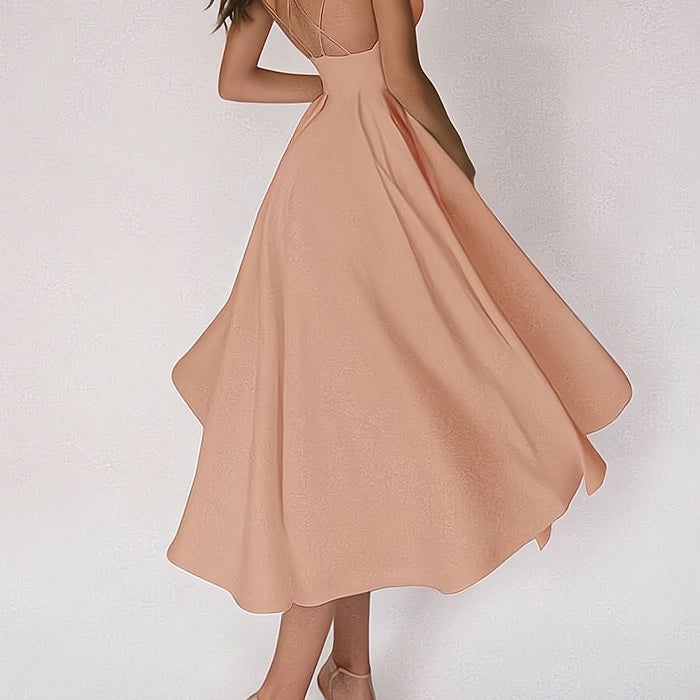Vestido de mujer - Escote pronunciado - Sin mangas - Falda vaporosa - Vestido de noche elegante