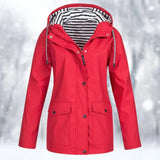 Elegante chaqueta impermeable y cortavientos para mujer.