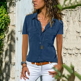 Blusa de mujer – Corte entallado – Manga corta – Abotonada – Tejido transpirable