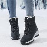 Botas de nieve para mujer – Media caña – Piel sintética – Suela de plataforma – Impermeables