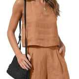 Conjunto de mujer - Chaqueta elegante y pantalones cortos - Tejido ligero - Corte moderno