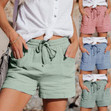 Pantalones cortos para mujer - Cintura elástica con cordón - Tejido ligero y transpirable - Corte holgado