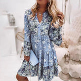 Leah - Vestido de verano multicolor con escote en V