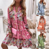 Leah - Vestido de verano multicolor con escote en V