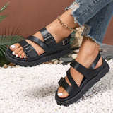 Sandalias de mujer – Piel vegana – Tira ajustable – Punta abierta – Suela plana cómoda
