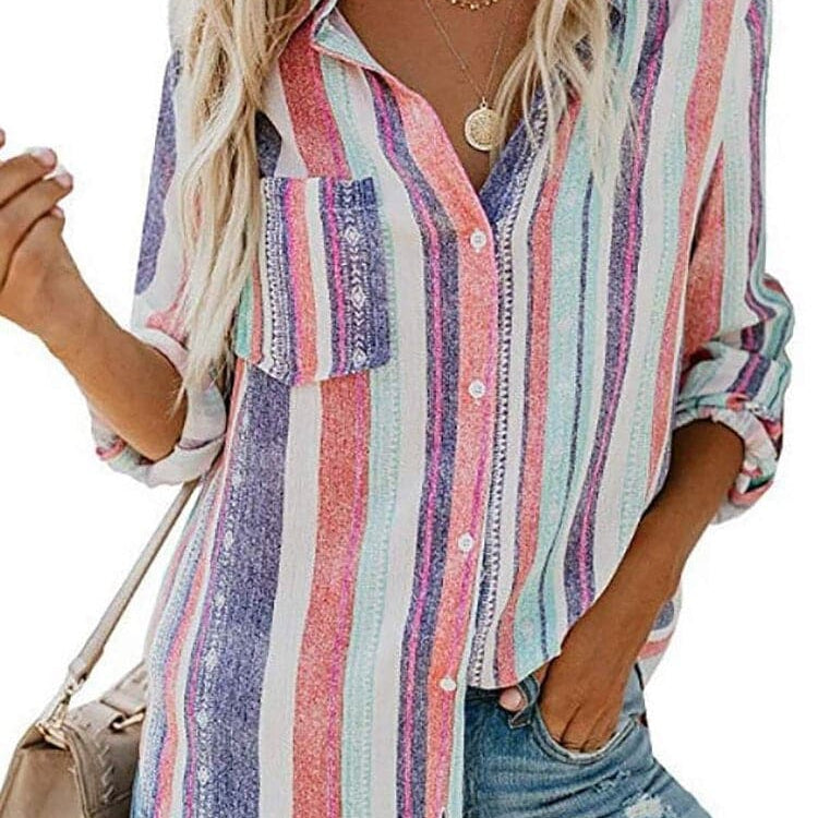 Camisa de mujer - Algodón transpirable - Corte clásico - Estampado elegante y colorido