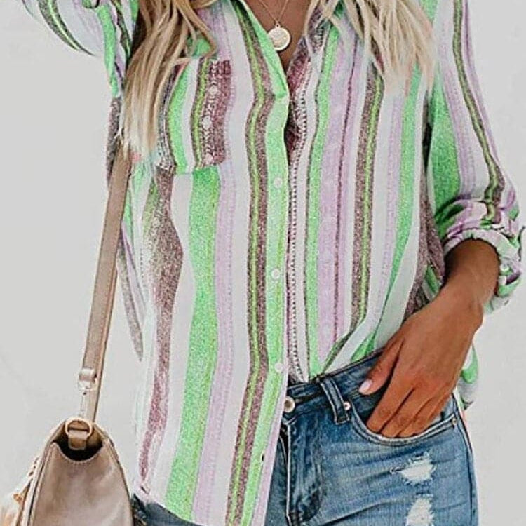 Camisa de mujer - Algodón transpirable - Corte clásico - Estampado elegante y colorido