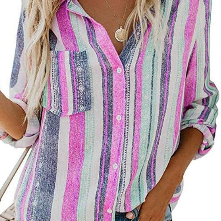 Camisa de mujer - Algodón transpirable - Corte clásico - Estampado elegante y colorido