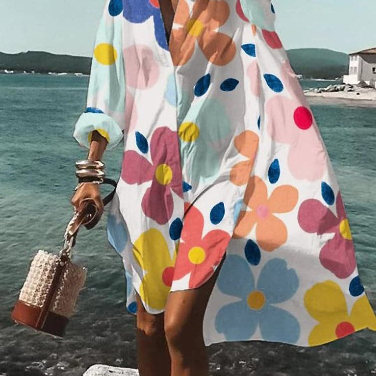 Fina - Vestido holgado y colorido con estampados veraniegos