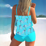Tankini para mujer – Top con volantes ajustable – Bañador corto – Ajuste cómodo