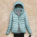 Chaqueta de plumón para mujer – Corte ajustado – Capucha – Acolchado ligero e impermeable