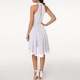 Vestido de mujer - Sin mangas - Cuello halter elegante - Corte ajustado - Bajo asimétrico