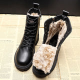Botas de mujer - Piel auténtica - Cordones y cremallera - Suela con tacos - Estilo militar