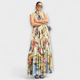Vestido plisado elegante con mangas largas