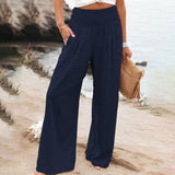 Pantalones de mujer - Cintura elástica - Piernas anchas - Comodidad elegante y chic