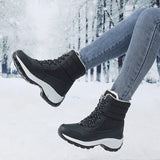 Botas de nieve para mujer – Media caña – Piel sintética – Suela de plataforma – Impermeables