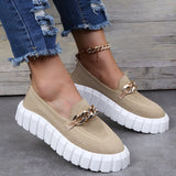 Mocasines de cuña para mujer - Fáciles de poner - Cadena decorativa - Suela gruesa antideslizante