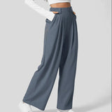 Pantalones anchos para mujer - Cintura alta, plisados - Corte holgado y elegante - Con bolsillos