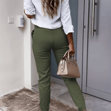 Pantalones deportivos para mujer - Ajustados - Pierna elástica - Estilo casual y elegante