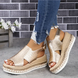 Sandalias de mujer – Punta abierta – Suela de plataforma – Tira ajustable – Suela cómoda