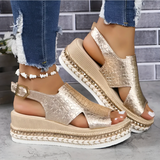 Sandalias de mujer – Punta abierta – Suela de plataforma – Tira ajustable – Suela cómoda