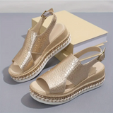 Sandalias de mujer – Punta abierta – Suela de plataforma – Tira ajustable – Suela cómoda