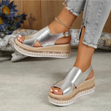 Sandalias de mujer – Punta abierta – Suela de plataforma – Tira ajustable – Suela cómoda