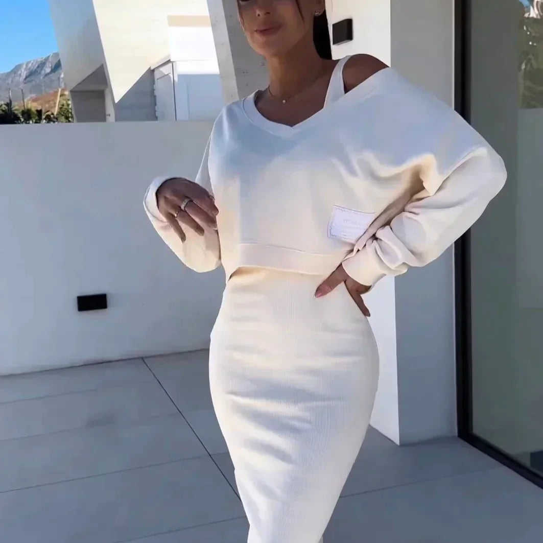 Vestido elegante con suéter - Cómodo y sofisticado