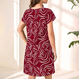 Vestido de mujer - Corte informal - Estampado abstracto - Manga corta - Cuello redondo