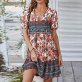 Paulina - Vestido bohemio único de manga corta