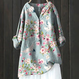 Blusa de mujer – Corte holgado – Estampado floral – Mangas largas con opción de remangar – Tejido transpirable