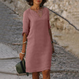 Marie - Precioso vestido de manga corta con escote en V