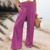 Pantalones de mujer - Cintura elástica - Piernas anchas - Comodidad elegante y chic